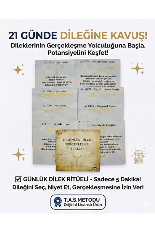 21 Günlük Hacet ve Dilek Kartları, T.A.S. Metodu terapi kartları